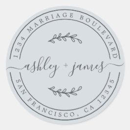 ネームエレガントパステルブルー結婚ズ差出人住所 ラウンドシール