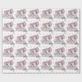 ネームエレファパーソナライズされたントベビーピンクガールハート ラッピングペーパー (フラット)