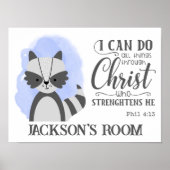 ネームクリスチャンキュートウッドランドベビーラクーン引用文 ポスター (正面)