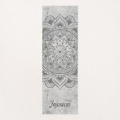 ネームグレーグリッターマーブルマンダラオムエクササイズ ヨガマット (正面)