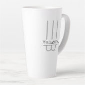 ネームグレーモノグラムラテMug カフェラテマグ (右アングル)