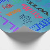 ネームコラージュ🎁アメージングワードクラウドおもしろいファブブルー ラッピングペーパー (角)