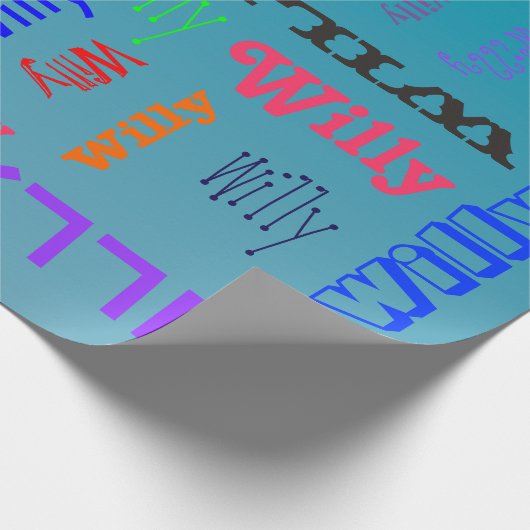 ネームコラージュ🎁アメージングワードクラウドおもしろいファブブルー ラッピングペーパー (角)