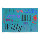 ネームコラージュ🎁アメージングワードクラウドおもしろいファブブルー 枕カバー (裏面-右)