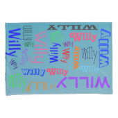 ネームコラージュ🎁アメージングワードクラウドおもしろいファブブルー 枕カバー (正面右)