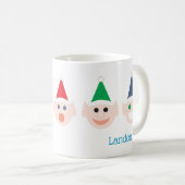 ネームサンタの小人小妖精や小人ヘッズ顔クリスマス コーヒーマグカップ (正面右)