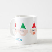ネームサンタの小人小妖精や小人ヘッズ顔クリスマス コーヒーマグカップ (正面左)