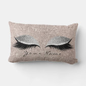 ネームシルバーグリッターブラックアイズアイボリーメイクアップまばたき ランバークッション (裏面)