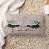 ネームシルバーグリッターブラックアイズアイボリーメイクアップまばたき ランバークッション (ブランケット)