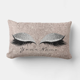 ネームシルバーグリッターブラックアイズアイボリーメイクアップまばたき ランバークッション