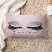 ネームシルバーグリッターブラックアイズピンクメイクアップまつげ ランバークッション (ブランケット)