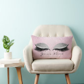 ネームシルバーグリッターブラックアイズピンクメイクアップまつげ ランバークッション (椅子)