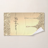 ネームスクリプト金ゴールドグリッターDrips Luxeの追加 バスタオルセット (ハンドタオル)