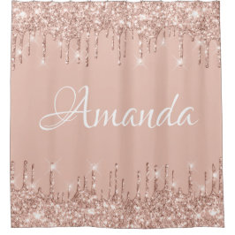 ネームスパークリーグリッタードリップスピンクローズガーリー赤面 シャワーカーテン