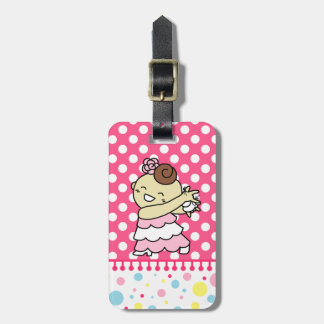 ネームタグ　表にカスタネッ子　（裏はパリ子 or カードケース）　白 ラゲッジタグ