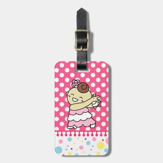 ネームタグ 表にカスタネッ子 (裏はパリ子 or カードケース) 白 ラゲッジタグ (正面縦)