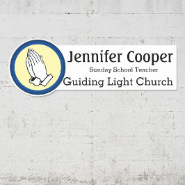 ネームタ祈グの手カスタム文字教会バッジ 名札