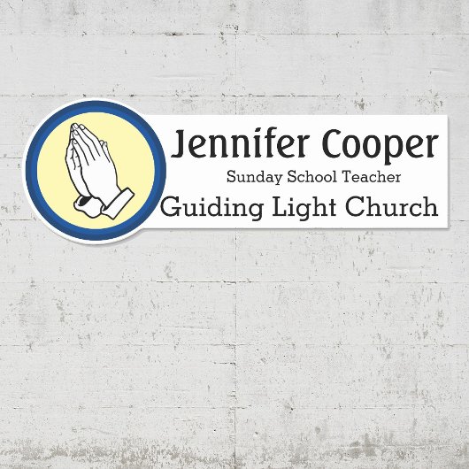 ネームタ祈グの手カスタム文字教会バッジ 名札