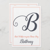 ネームデイサンズデイレターBモノグラム 招待状 (正面/裏面)