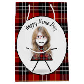 ネームデイスティックガールオンタータンチェックプレイド ミディアムペーパーバッグ (正面)