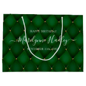 ネームデイトハーレクインエメラルドグリーン誕生日 ラージペーパーバッグ (裏面)