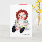 ネームデイラグドールとデイジーブーケ カード (黄色い花)