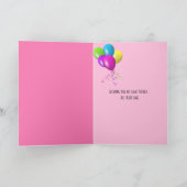 ネームデー用の弓付きピンクのチューリップブーケ カード (内部)