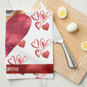 ネームドッグ恋人バレンタインギフトゴールデンレトリバー キッチンタオル (四つ折り)