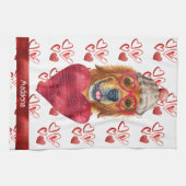 ネームドッグ恋人バレンタインギフトゴールデンレトリバー キッチンタオル (横)