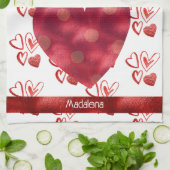 ネームドッグ愛人バレンタインデーフランスのスブルドッグ キッチンタオル (折り畳み)