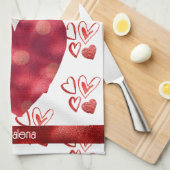 ネームドッグ愛人バレンタインデーフランスのスブルドッグ キッチンタオル (四つ折り)