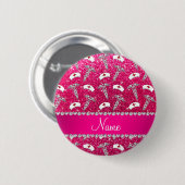 ネームバラピンクグリッターナースhats silver caduceus 缶バッジ (正面&裏面)