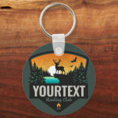 ネームパーソナライズされたエルク狩りウィルダネスサンセット キーホルダー (正面)