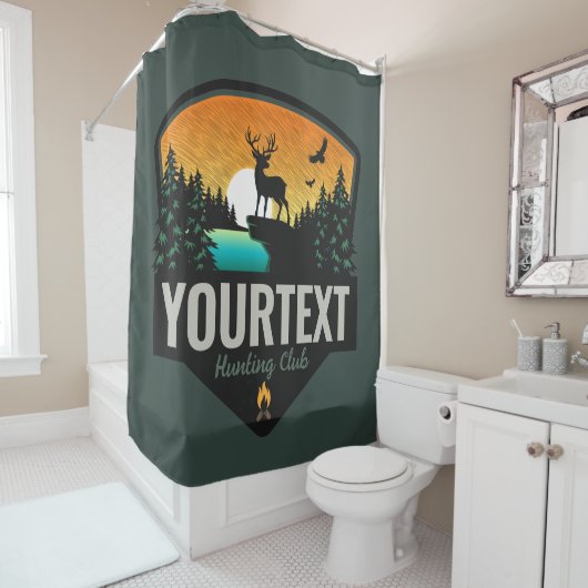 ネームパーソナライズされたエルク狩りウィルダネスサンセット シャワーカーテン (インサイチュ)
