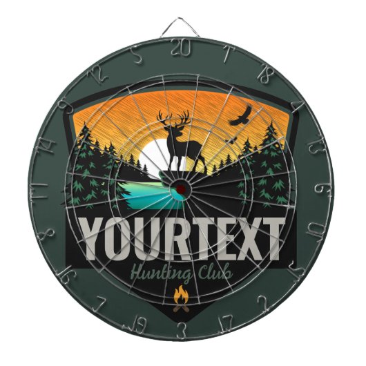 ネームパーソナライズされたエルク狩りウィルダネスサンセット ダーツボード (正面)