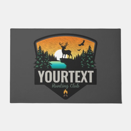ネームパーソナライズされたエルク狩りウィルダネスサンセット ドアマット (正面)