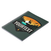 ネームパーソナライズされたエルク狩りウィルダネスサンセット ノートブック (左側)