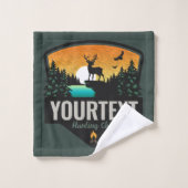 ネームパーソナライズされたエルク狩りウィルダネスサンセット バスタオルセット (ウォッシュタオル)