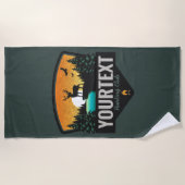 ネームパーソナライズされたエルク狩りウィルダネスサンセット ビーチタオル (正面)