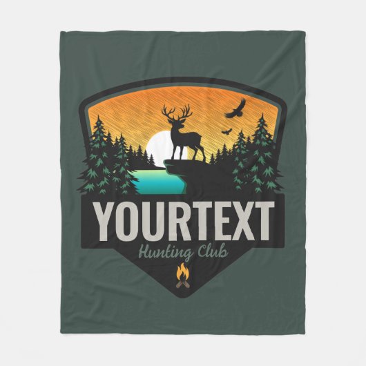 ネームパーソナライズされたエルク狩りウィルダネスサンセット フリースブランケット (正面)