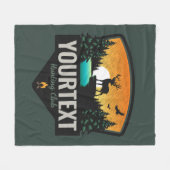 ネームパーソナライズされたエルク狩りウィルダネスサンセット フリースブランケット (正面(横))