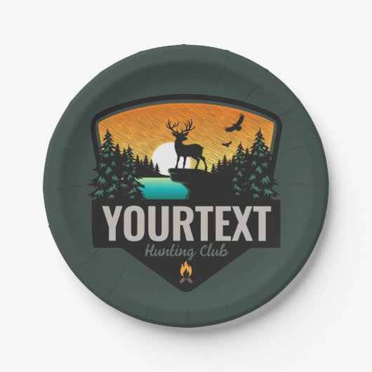 ネームパーソナライズされたエルク狩りウィルダネスサンセット ペーパープレート (正面)