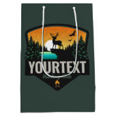 ネームパーソナライズされたエルク狩りウィルダネスサンセット ミディアムペーパーバッグ (裏面)