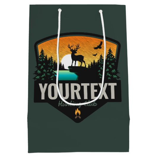 ネームパーソナライズされたエルク狩りウィルダネスサンセット ミディアムペーパーバッグ (裏面)