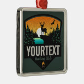 ネームパーソナライズされたエルク狩りウィルダネスサンセット メタルオーナメント (右)
