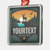 ネームパーソナライズされたエルク狩りウィルダネスサンセット メタルオーナメント (左)