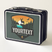 ネームパーソナライズされたエルク狩りウィルダネスサンセット メタルランチボックス (裏面)