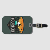 ネームパーソナライズされたエルク狩りウィルダネスサンセット ラゲッジタグ (正面横)