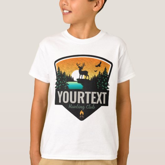 ネームパーソナライズされたエルク狩りウィルダネスサンセット Tシャツ (正面)