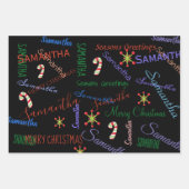 ネームパーソナライズされたカスタムクリスマス ラッピングペーパーシート (正面3)